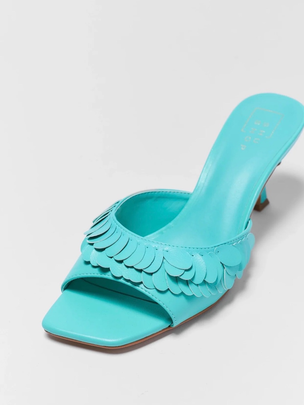 ShuShop Turquoise Scallop-Trim Mule Sandals - Picture 3 of 5